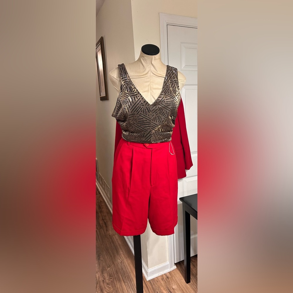 2-Piece Vintage Red Wool Lined Blazer and Wool Lined Shorts Suit Set:GCC - Picture 3 of 10